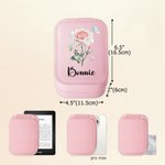 Personalised Birth Flower PU Leather Jewellery Box with Name and LED Light Makeup Mirror Daily Use Travel Birthday Anniversary Gift for Women