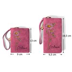 Portafoglio con cinturino da polso personalizzato in pelle PU con portacarte e nome regalo di compleanno e anniversario per donne