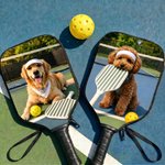 Personalised Pet Portrait Cute Pickleball Paddle Cover with Name Game Day Party Gift for Pickleball Lovers Players Pet Owners