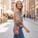 Personalized Birth Flower Pearl Design Letter PU Leather Crossbody Bag with Name and Touch Screen Window Birthday Gift for Women