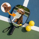 Personalised Pet Portrait Cute Pickleball Paddle Cover with Name Game Day Party Gift for Pickleball Lovers Players Pet Owners