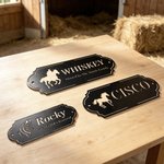 Personalized Silhouette Horse Stall Metal Sign with Name and Text Barn Decor Housewarming Gift for Horse Lovers Owners