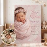 Personalised Baby Oil Portrait Photo Canvas Print with Title and Name Wall Decor Birthday Baby Shower Gift for Newborns