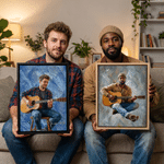 Personalized Oil Painting Style Guitarist Photo Canvas Prints with Name Home Decor Ship from USA Birthday Gift for Guitar Lover