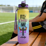 Personalised I Can Do All Things Through Christ Butterfly Cross 32 oz Water Bottle with Name Religious Baptism Gift for Christian