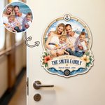 Personalized Watercolor Family Photo Cruise Themed Magnetic Fridge with Text Home Decor Birthday Gift for Family Friends Travel Lovers