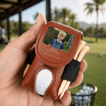 Personalized My Favorite Golf Buddy Photo PU Leather Golf Bag with Name and Golf Tee Daily Practice Birthday Gift for Golf Lovers Friends