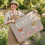 Personalized Garden 1-6 Butterflies Birth Flower Doormat with Name Garden Decor Grandparent's Day Birthday Gift for Family Grandma Grandpa