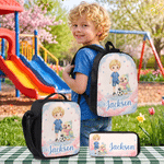 Personalized Cartoon Kid Character Animal Companion Backpack Lunch Bag Pencil Case with Name Back to School Gift for Kids Students
