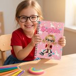 Personalized Fantasy Unicorn Space Dinosaur Cartoon Kid A5 Spiral Notebook with Name Back to School Birthday Gift for Boys Girls