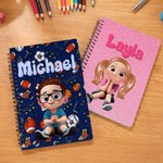 Personalized Fantasy Unicorn Space Dinosaur Cartoon Kid A5 Spiral Notebook with Name Back to School Birthday Gift for Boys Girls