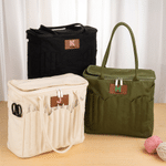 Personalised Knitting Letter Large Canvas Yarn Storage Bag with Name and Needle Pocket  Accessories Birthday Gift for Knitting Lover Mum Grandma