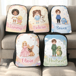 Personalized Cartoon Kid Character Animal Companion Backpack Lunch Bag Pencil Case with Name Back to School Gift for Kids Students