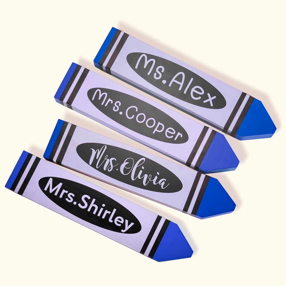 Personalisierte Lehrer hölzerne Buntstifte Schreibtisch Zeichen Name Platte Anerkennung Geschenk