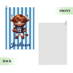 Personalized Sports Highland Cow Super Absorbent Sports Towel with Name and Hanging Clip Birthday Team Gift for Highland Cow Lovers Sports Lovers