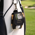 Personalized My Favorite Golf Buddy Photo PU Leather Golf Bag with Name and Golf Tee Daily Practice Birthday Gift for Golf Lovers Friends