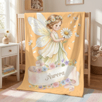 Personalized Birth Flower Fairy Multicolour Soft Throw Blanket with Name Home Nursery Decor Birthday Gift for Newborn Kid Girl
