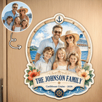 Personalized Watercolor Family Photo Cruise Themed Magnetic Fridge with Text Home Decor Birthday Gift for Family Friends Travel Lovers