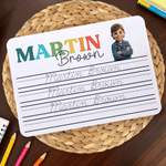 Personalized Reusable Cartoon Photo Acrylic Early Writing Practice Name Tracing Board with Dry-Erase Pen Learning Teaching Tool Birthday Gift for Kid