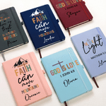 Personalised Cross God Is Love Be the Light Bible Verse A5 PU Leather Notebook with Name Religious Baptism Birthday Gift for Christian