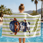 Personalised Sports Highland Cow Quick-Dry Oversized Beach Towel with Name Beach Party Daily Use Holiday Gift for Highland Cow Lovers Sports Lovers