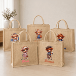 Personalised Sports Highland Cow Large Jute Tote Bag with Name Birthday Anniversary Gift for Highland Cow Lovers Sports Lovers