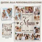 Coperta personalizzata con 10 foto di famiglia e 1-8 nomi, morbida decorazione per la casa - Regalo per festa della mamma, papà e compleanni