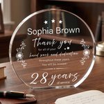Personalised Wheat Ear Star Flower Clear Acrylic Plaque Ornament with Text and Working Years Desk Decor Retirement Gift for Coworkers Retirees
