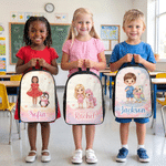 Personalized Cartoon Kid Character Animal Companion Backpack Lunch Bag Pencil Case with Name Back to School Gift for Kids Students