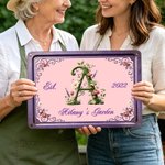 Panneau suspendu personnalisé en fer-blanc de style rétro, avec motif floral, lettres et chiffres, texte et année – Décoration de jardin et d'extérieur – Cadeau d'anniversaire pour la famille et les a