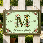 Panneau suspendu personnalisé en fer-blanc de style rétro, avec motif floral, lettres et chiffres, texte et année – Décoration de jardin et d'extérieur – Cadeau d'anniversaire pour la famille et les a