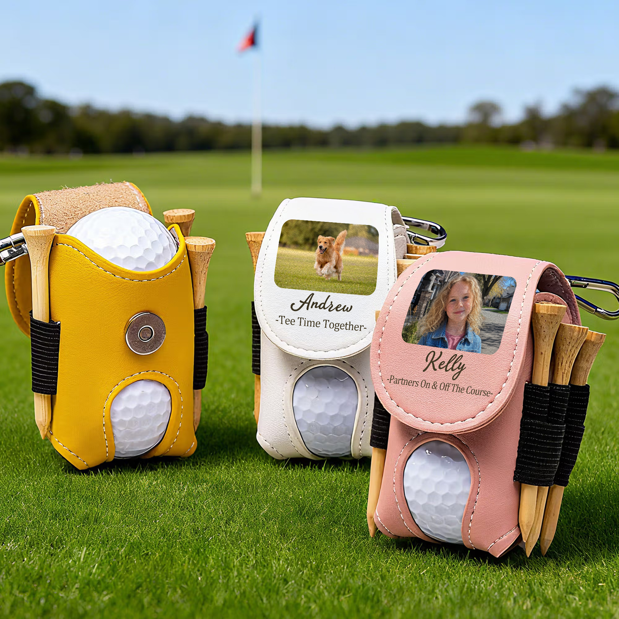 Personalisierte „My Favorite Golf Buddy“-Golf-Tasche aus PU-Leder mit Foto, Namen und Golf-Tee – für das tägliche Training – Geburtstagsgeschenk für golfbegeisterte Freunde