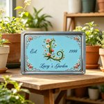 Panneau suspendu personnalisé en fer-blanc de style rétro, avec motif floral, lettres et chiffres, texte et année – Décoration de jardin et d'extérieur – Cadeau d'anniversaire pour la famille et les a