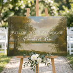 Personalized Retro Landscape Wedding Welcome Sign Wrapped Canvas Prints with Text and Date Ship from USA Housewarming Wedding Gift for Newlywed