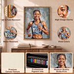 Personalised Oil Painting Style Athlete Photo Canvas Prints with Name Home Decor Ship from USA Birthday Team Gift for Sports Lover