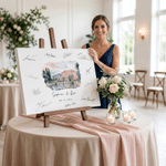Personalized Venue Architecture Canvas Prints Wedding Guest Book Alternative with Text Wedding Decor Wedding Gift for Newlyweds