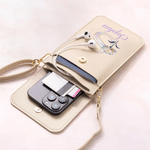 Personalized Birth Flower Pearl Design Letter PU Leather Crossbody Bag with Name and Touch Screen Window Birthday Gift for Women