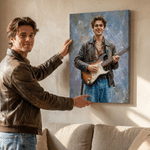 Personalized Oil Painting Style Guitarist Photo Canvas Prints with Name Home Decor Ship from USA Birthday Gift for Guitar Lover