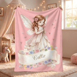 Personalized Birth Flower Fairy Multicolour Soft Throw Blanket with Name Home Nursery Decor Birthday Gift for Newborn Kid Girl