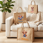 Personalised Sports Highland Cow Large Jute Tote Bag with Name Birthday Anniversary Gift for Highland Cow Lovers Sports Lovers