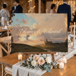 Personalized Retro Landscape Wedding Welcome Sign Wrapped Canvas Prints with Text and Date Ship from USA Housewarming Wedding Gift for Newlywed
