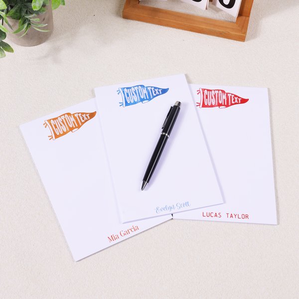 Personalised Pennant School Notepad with 50/100 Pages Name and Text Daily Use Back to School Season Gift for Students