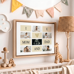 Personalised Minimalist 6 Photos Collage Canvas Prints with Text Living Room Nursery Decor Ship from USA Anniversary Birthday Gift for New Parents
