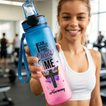 Personalised I Can Do All Things Through Christ Butterfly Cross 32 oz Water Bottle with Name Religious Baptism Gift for Christian