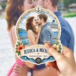 Personalized Watercolor Family Photo Cruise Themed Magnetic Fridge with Text Home Decor Birthday Gift for Family Friends Travel Lovers