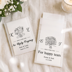 Personalized Black and White Line-Art Wedding Bouquet Tissue Packs Set of 10 with Couple Names Wedding Favors Party Gift for Guest Wedding Planner