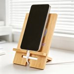 Personalised Pearl Effect Birth Flower Initial Rectangle Wavy Wooden Phone Holder with Name Desk Decor Birthday Gift for Women