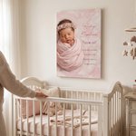 Personalised Baby Oil Portrait Photo Canvas Print with Title and Name Wall Decor Birthday Baby Shower Gift for Newborns