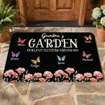 Personalized Garden 1-6 Butterflies Birth Flower Doormat with Name Garden Decor Grandparent's Day Birthday Gift for Family Grandma Grandpa