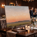 Personalized Retro Landscape Wedding Welcome Sign Wrapped Canvas Prints with Text and Date Ship from USA Housewarming Wedding Gift for Newlywed